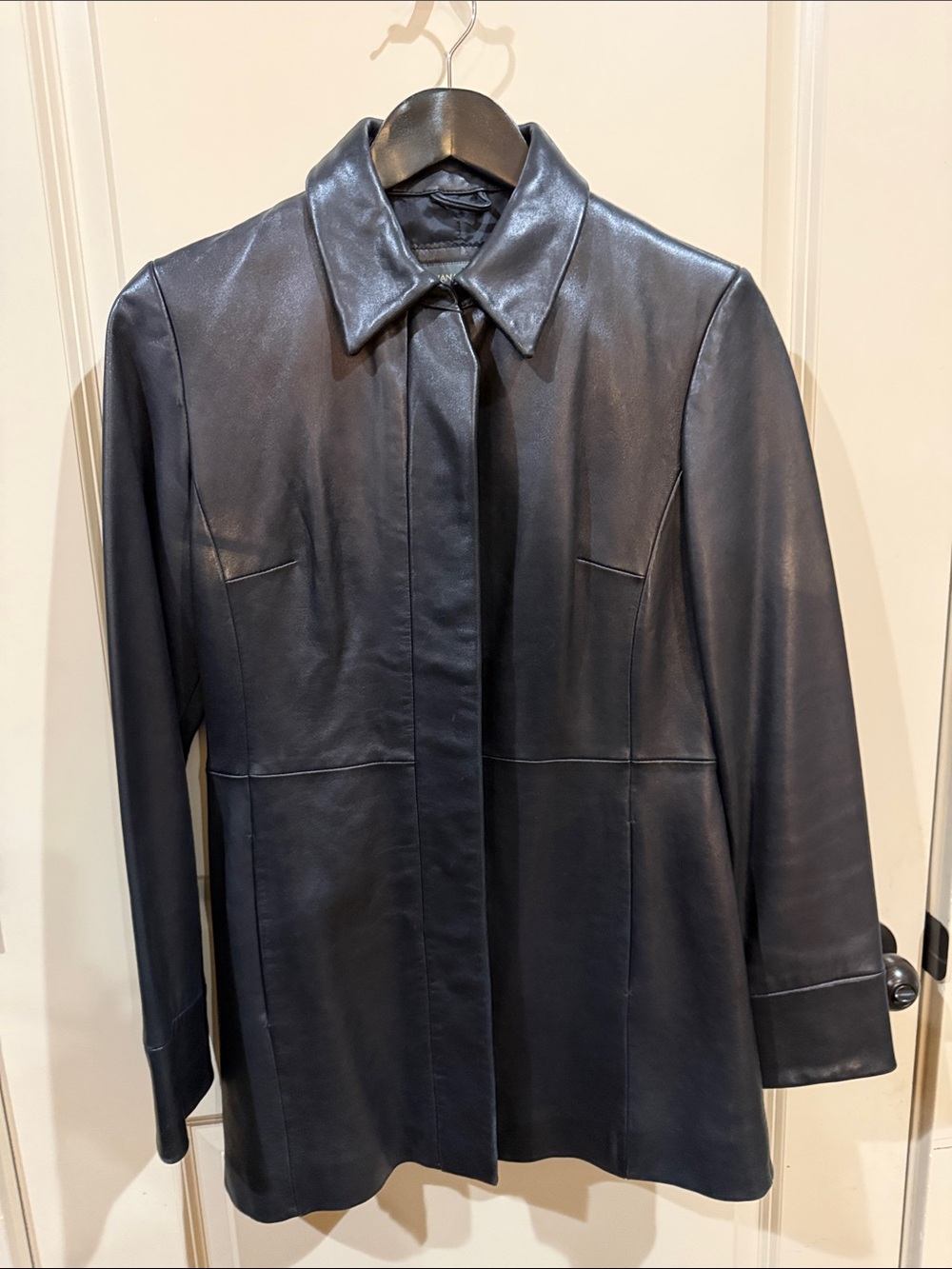 Banana Republic Black Leather Collared Jacket